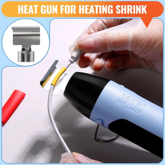 LET&rsquo;S Resin Heat Gun for Resin,350W Fast Heating Dual Temp Heat Gun (482&deg;F~752&deg;F) with 3 Nozzles and 2 Silicone Covers,4.9Ft Long Cable Heat Gun for Crafting,Shrink Tubing,Vinyl Wrap,Epoxy Resin {6}