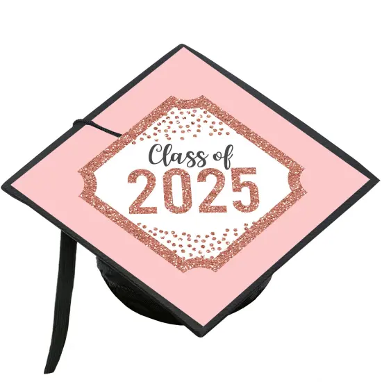 Big Dot of Happiness Rose Gold Grad - 2025 Graduation Cap Decorations Kit - Grad Cap Cover {1}