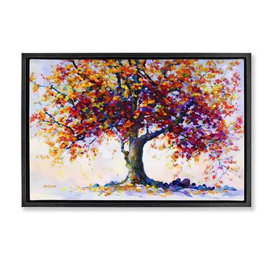 Stupell Industries Heartfelt Hues Tree Framed Floater Canvas Wall Art Design by Leon Devenice {1}