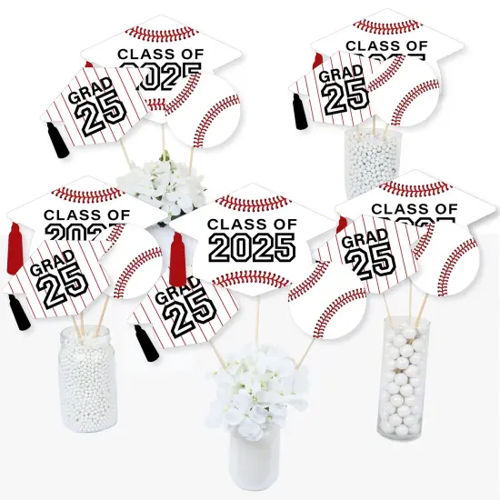 Big Dot of Happiness Grad Baseball - 2025 Graduation Party Centerpiece Sticks - Table Toppers - Set of 15 {4}