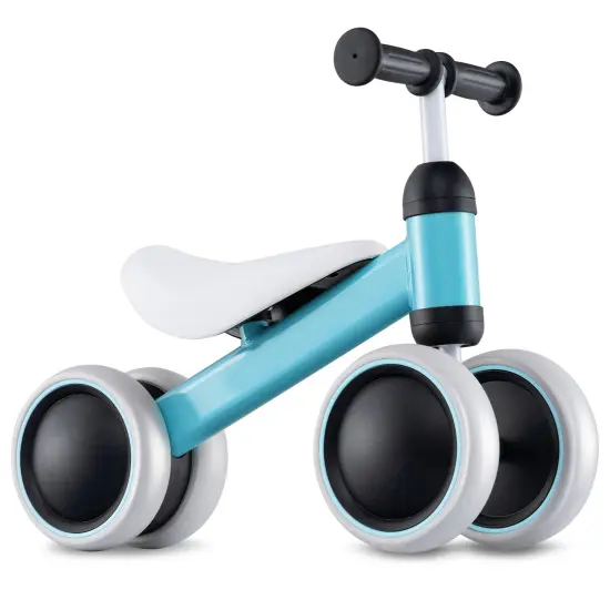 4 Wheels No-Pedal Baby Balance Bike Perfect for Indoor and Outdoor Use Blue {1}