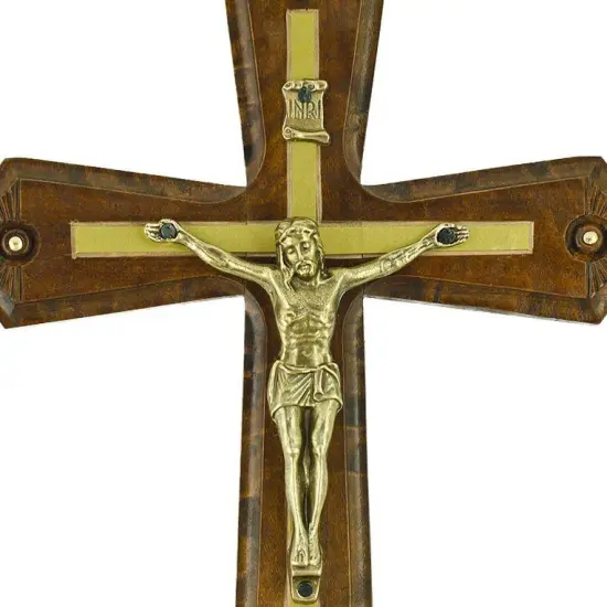 Hand Carved Wooden Wall Crucifix 10 Inches {3}