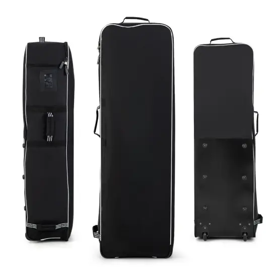 Black Soft-Sided Golf Travel Bag with Wheels and Keyhole for Padlocking {5}