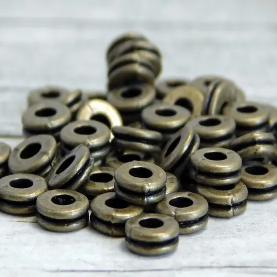 *250* 6x2mm Antique Bronze Grooved Rondelle Spacer Beads {4}