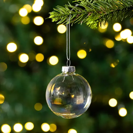 Northlight Iridescent Christmas Glass Ball Ornaments - 2.5" (65mm) - Clear - 9ct {1}