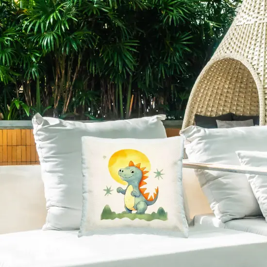 Dino Under Moonlight Outdoor Printed Pillow Design by Andrea Haase, 18 x 7 x 18 {2}