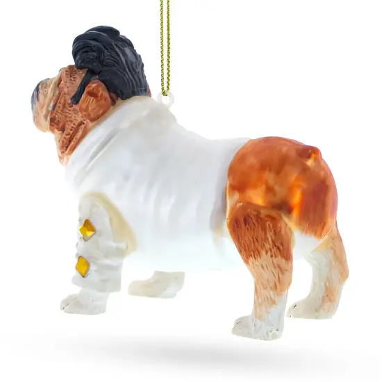 Elvis-Inspired Rock 'n' Roll Bulldog Glass Christmas Ornament {4}