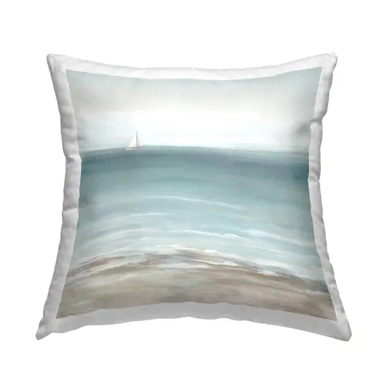Faraway Boat on Ocean Decorative Printed Throw Pillow Design by Nan, 18 x 7 x 18 {1}