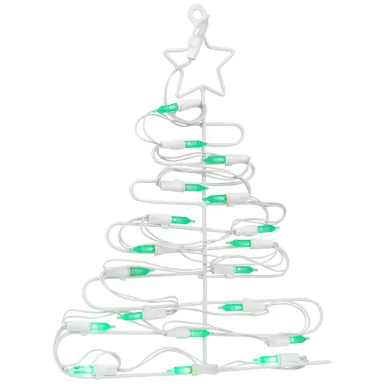 Northlight LED Lighted Christmas Tree Window Silhouette Decoration - 12.5" - Green Lights White {5}