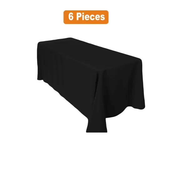 90" x 132" Polyester 6Ft Tablecloth 6ft Table Drape {1}