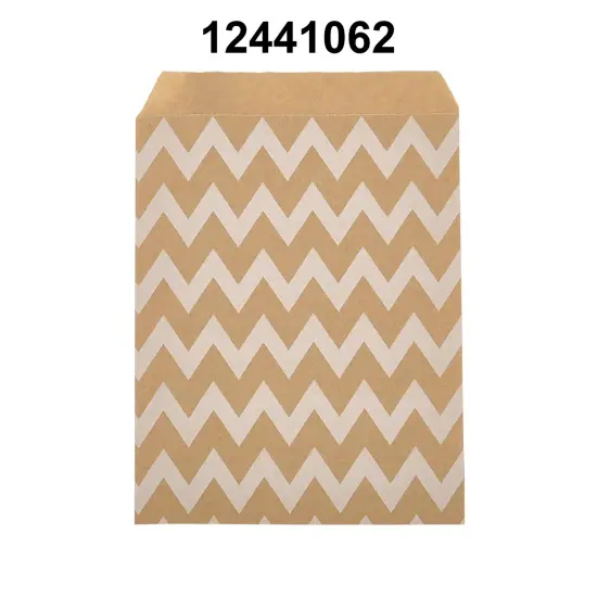Practical White Paper Merchandise Bags 6 3/8" x 8 1/2" Wide Chevron {3}