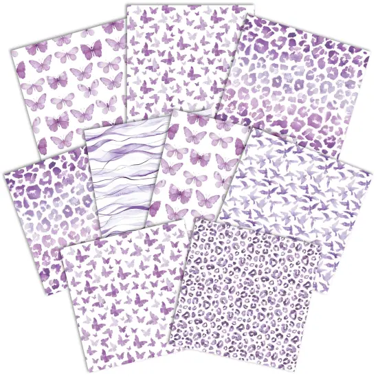 PURPLE COLORWAYS II PATTERN 12 X12 SCRAPBOOK PAPER SET {2}