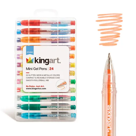KINGART&reg; Mini Gel Pens, Neon, Metallic & Glitter, 24 Colors {1}
