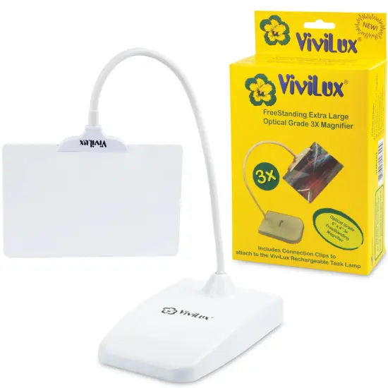 ViviLux Optical Grade 6"x4" Freestanding 3X Magnifier for Reading with Flexible Arm for Hands-Free Precision &ndash; Ideal for Hobby Desks & Sewing Stations {1}