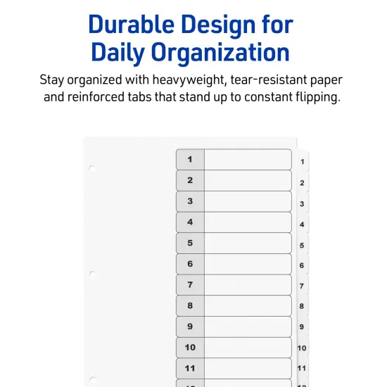 Avery Dividers for 3 Ring Binders, 12 Tabs per Set, Customizable Table of Contents, Classic White Tabs (3 Sets of 11078) {5}