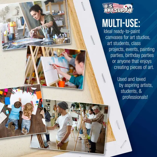 10 x 10 inch Stretched Canvas 12-Ounce Triple Primed, 6-Pack - Professional Artist Quality White Blank 3/4" Profile, 100% Cotton, Heavy-Weight Gesso {5}