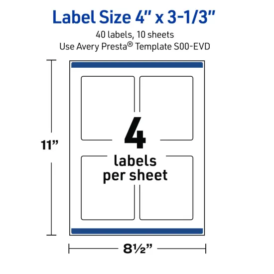 Avery Printable Rectangle Labels with Sure Feed Technology, Pre-Printed Floral Design, Glossy White, 4" x 3-1/3", Laser & Inkjet Compatible, 40 Total, Great for Branding, Marketing, and Events {5}
