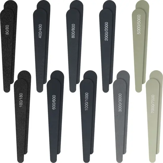 Honoson 20 Pcs Sanding Sticks for Plastic Models Polishing Sticks Assorted Metal and Wood Sanding Tools Accessory for Model Craft Amateur Beginner(Low Grits Rating,Water Drop Style) {1}