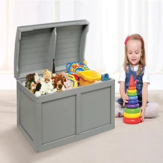 Badger Basket Hardwood Barrel Top Toy Chest Gray {2}