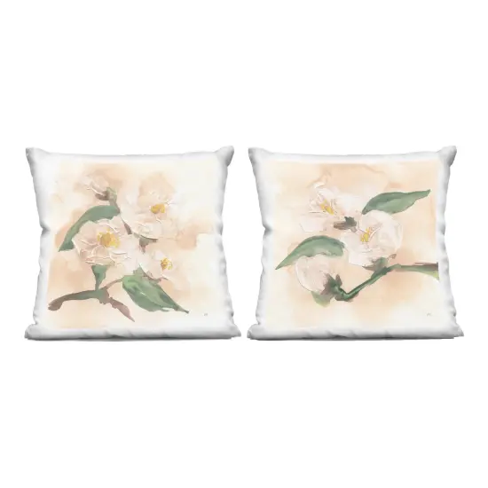 Stupell Industries Faded Dimensional Magnolias 2 Piece Decorative Printed Throw Pillow Set design by Chris Paschke, 18 x 7 x 18 {1}