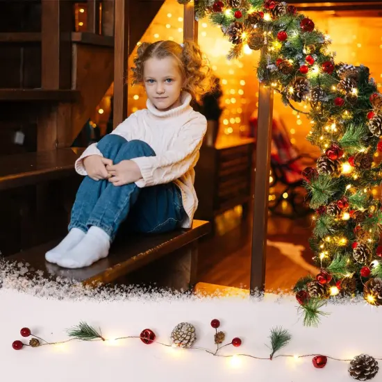 10FT 30LED Red Berry Pine Cone Garland {4}