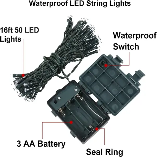 10Ft Pre-lit Christmas Garland with 50 LED Lights- Battery Operated String Light {5}