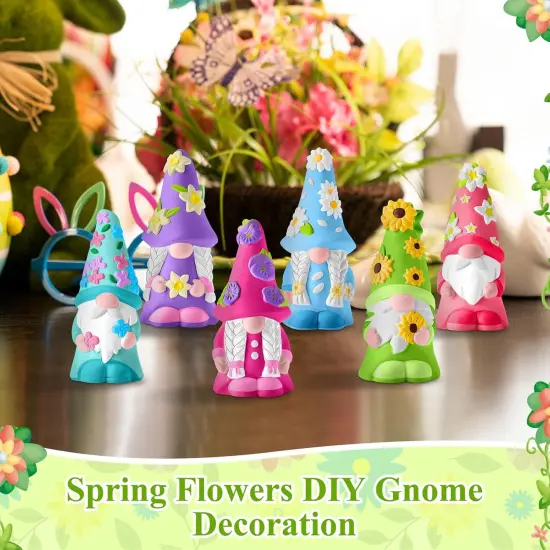 6 Pcs Spring Ceramics to Paint Ready to Paint Your Own Gnome Statues 5.12 Floral Theme Paintable Figurines DIY {3}