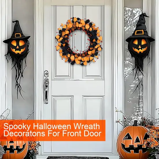 [Timer & Lighted]18 Inch 20 LED Halloween Wreaths {2}