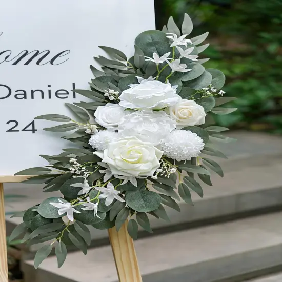 Set of 2 - Artificial Flower Swag for Wedding Welcome Signs Floral Decorations {4}