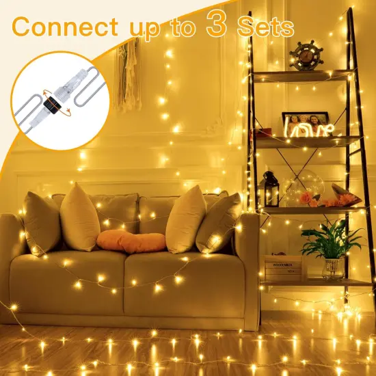 Warm White Connectable String Lights - 200LED, 60FT {4}