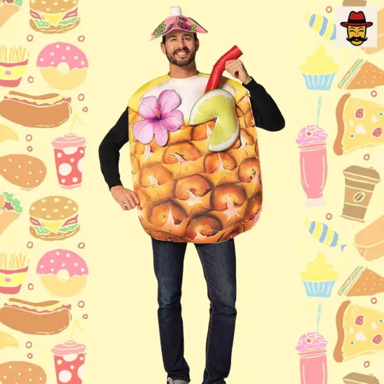 Pineapple Cocktail Drink Costume Tropical Tunic 3D Headpiece {5}