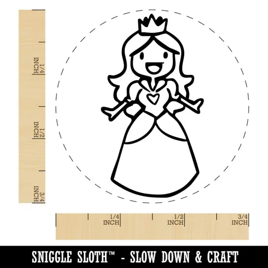 Cartoon Medieval Princess Royalty Crown Self-Inking Rubber Stamp Crafting Blue {1}