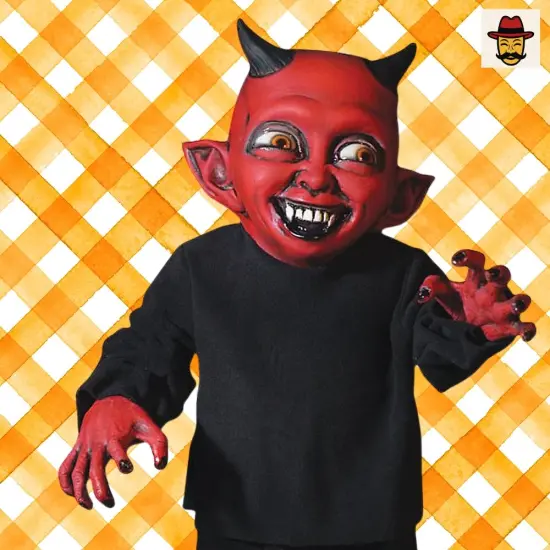 3.1 Feet Tall Little Devil Monster Kid Costume Poseable Red Imp Figure {5}