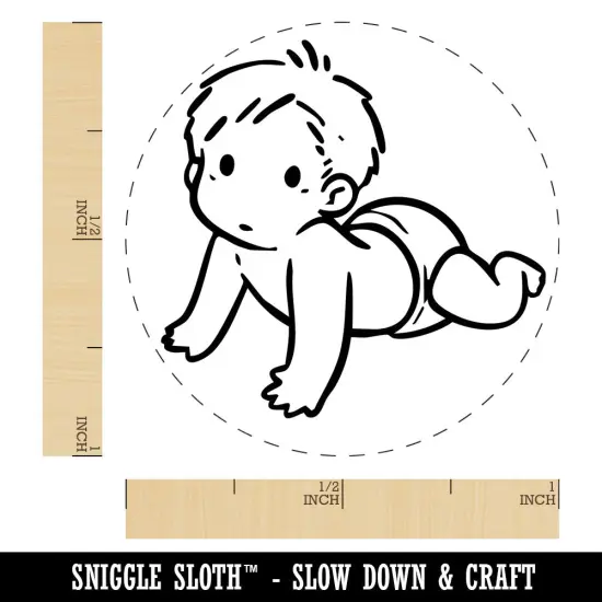 Simple Cartoon Baby Crawling in Diaper Self-Inking Rubber Stamp Crafting Planner Lime Green {1}