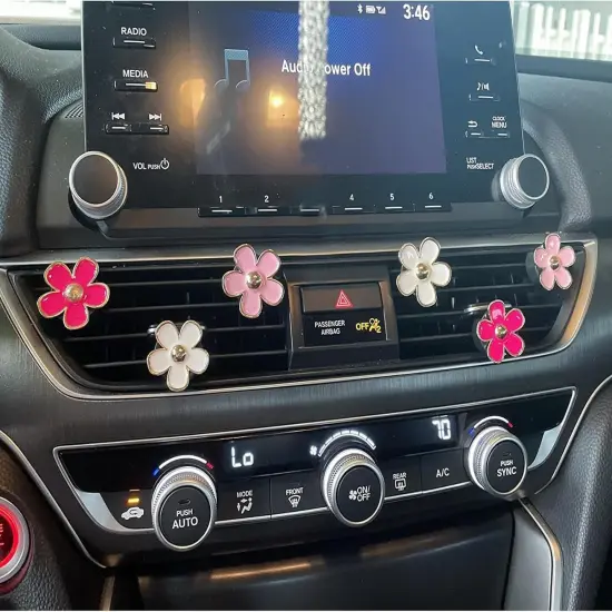 6Pcs Daisy Car Air Vent Clips Cute Flower Outlet Decorations Black,white,rose red {6}