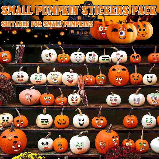 48 Pack Halloween Pumpkin Face Decorating Stickers {3}