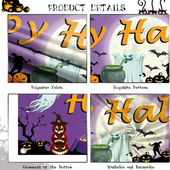 Happy Halloween Banner - 210 x 40 cm (Purple) {3}
