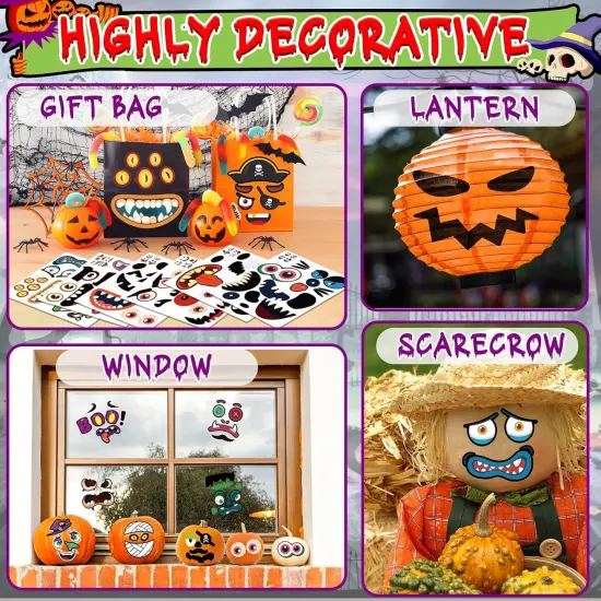 80 Faces Large Halloween Pumpkin Stickers {4}