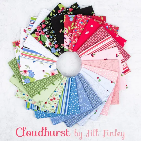Umbrellas in White (c16182-white) | Cloudburst | Jill Finley | Riley Blake {2}