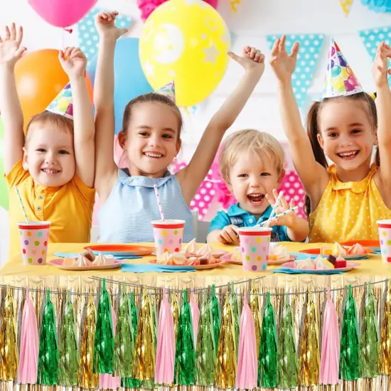 3P Sage-Green Tassels Banner Streamers {3}