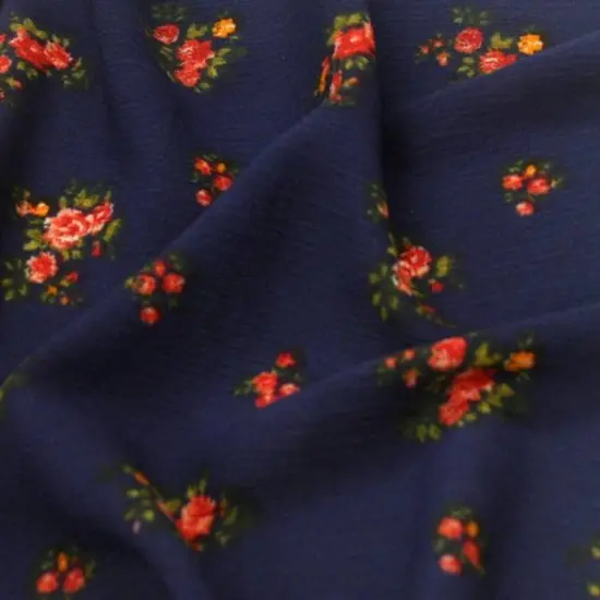 1 Yard Soft Navy Red Rayon Crinkle Fabric Ideal For Dresses Blouses Skirts Apparel 53/54" Width {2}