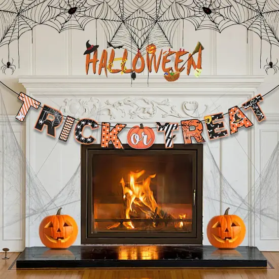 Halloween Trick or Treat Paper Banner {1}