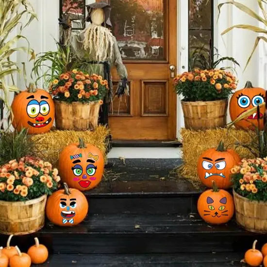 62Pcs Halloween Pumpkin Decorating Stickers {4}