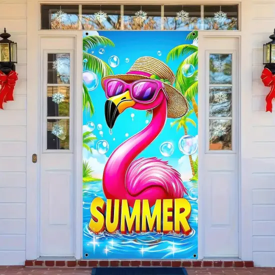 Summer Door Cover 73 x 35 Inch Flamingo {3}