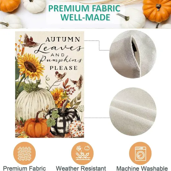 Fall Pumpkins Garden Flag 12.5 x 18 Inch Double Sided Fall Autumn Leaves {5}
