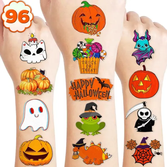 96 PCS Happy Halloween Pumpkin Tattoo Stickers {1}