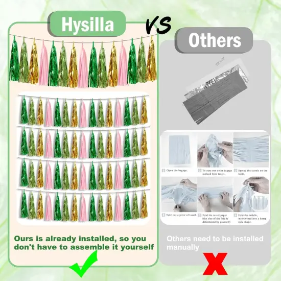 3P Sage-Green Tassels Banner Streamers {2}