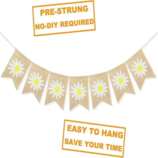 Spring Flower Banner Burlap Rustic Spring Bunting Garland Daisy Flower for Spring Theme Party Decorations Mantel Fireplace Wall Decor {4}