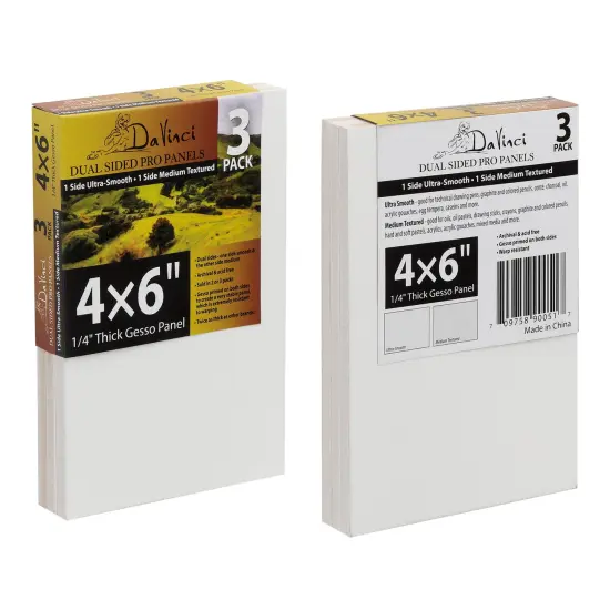 Jerry's Artarama Da Vinci Dual Sided Pro Panel Board - 30-Pack, 4x6" 6mm Deep Panels for Painting - Archival, Acid-Free Art Supplies - Ultra-Smooth & Medium Textured Paint Surfaces {3}