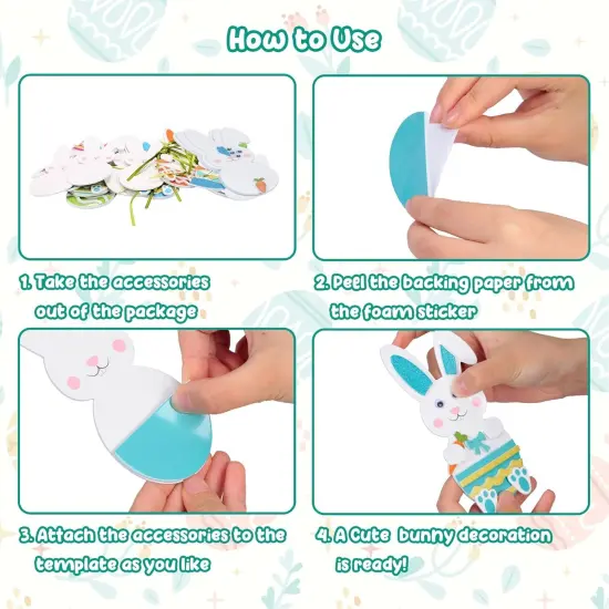 12 Pack Easter Bunny Craft for Kids Make You Own Easter Rabbit Foam Stickers Ornament {3}